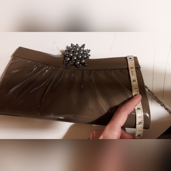 Women Taupe Tan Jeweled Pearls Purse Evening Party Handbag - Picture 5 of 5